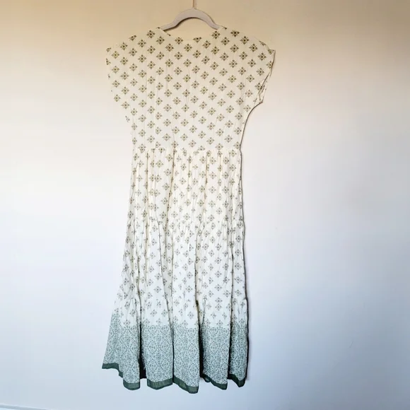 Blu Pepper Geo Print Button-up Midi Dress In Olive - Picture 5 of 7